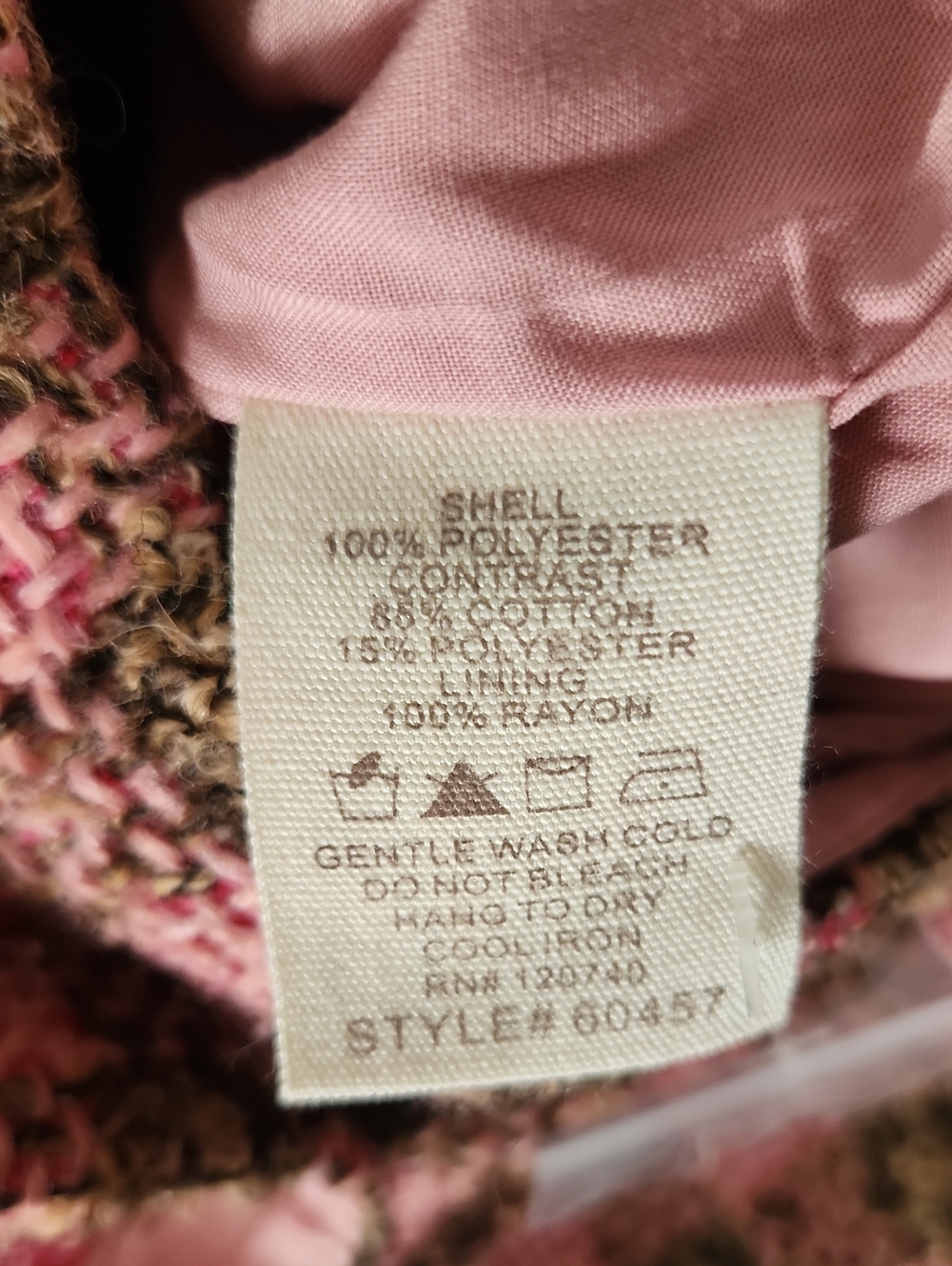 Mystree Pink and Brown Plaid Tweed Jacket and Short Set - Picture 13 of 14